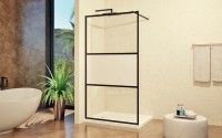 N-smart Fanny Black 100x195 cm Walk-in zuhanyfal, fekete profillal, mintás üveggel