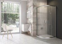 Ravak Blix BLCP4 íves 90x90 cm tolóajtós zuhanykabin, fényes króm kerettel, Grape üveggel