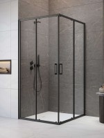 Radaway Premium Pro Black KDD 90x90 cm szögletes zuhanykabin, dupla tolóajtóval, átlátszó üveggel, E