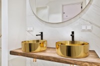 Invena Kos pultra tehető 42 cm kerek mosdó, arany színben