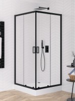 New Trendy Suvia Black 80x80 cm szögletes zuhanykabin, Active Shield vízlepergető üvegbevonattal