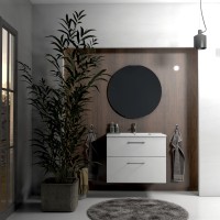 Roltechnik Geo két fiókos, fali mosdószekrény, kerámia mosdóval, fényes fehér színben