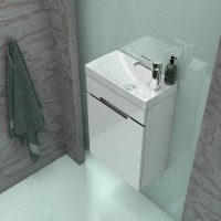 Roltechnik Silver 40 cm fali mosdó - kézmosó szekrény, kerámia mosdóval, fényes fehér színben