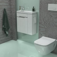 Roltechnik Silver 55 cm fali mosdó - kézmosó szekrény, műmárvány mosdóval, beépített WC papír tartóv