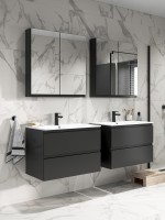 Cersanit Moduo fali, alsó fürdőszobabútor + kerámia mosdó, antracit SZETT