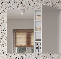 Cersanit City Mirror 40 cm tükrös fali, fürdőszobabútor polcokkal, magasfényű fehér színben