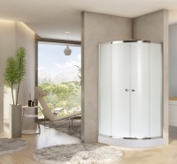 N-smart Lotus Frost 80x80 cm íves zuhanykabin tolóajtókkal, intim üveggel