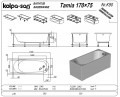 Kolpa San Tamia 170x75 cm egyenes akril kád, burkolható, beépíthető változat