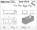 Kolpa San Tamia 170x70 cm egyenes akril kád, burkolható, beépíthető változat