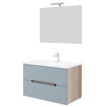 Savini Iris 60 cm komplett fürdőszobabútor szett, F98 kék front és Rovere fumo oldalfal össze