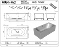 Kolpa San Betty 190x90 cm egyenes akril kád, burkolható, beépíthető változat