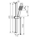 Ferro Sinus Black szögletes, rudas zuhanyszett, fekete N170BL-B