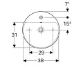 Geberit VariForm pultra ültethető mosdó, kerek, csaplyuk-peremmel, 45 cm